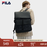 斐乐黑武士|FILA双肩背包男性防泼水老花书包电脑包轻盈复古通勤 正黑色-BK XS