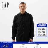 GAP男装秋季经典款纯棉基础款翻领长袖衬衫常规上衣美版422488 黑色 514274 M 美码 L亚洲码180/96A