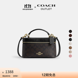 蔻驰（COACH）新款奥莱女士女包RAINER 18号斜挎包单肩包盒子包手提通勤秋季 核桃棕色 黑色