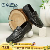 金利来（Goldlion）豆豆鞋男鞋春季商务休闲鞋男士皮鞋鸵鸟纹乐福鞋皮鞋男 黑色（偏大一码） 44