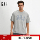 盖璞Gap男女装2026秋季新款纯棉logo字母宽松短袖T恤百搭上衣 浅灰色 868224 XL (180/100A)亚洲尺码