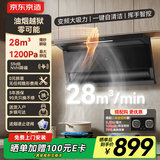 京东京造顶侧双吸油烟机 变频28m³爆炒大吸力1200Pa静压 家用一级能效排抽挥手开关自清洗 云犀JZB03