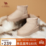 骆驼（CAMEL）懒人毛毛鞋雪地靴女美拉德风松糕厚底保暖靴 L24W275654 杏色 35