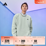 adidas情侣款休闲抓绒圆领长袖卫衣套头衫男女秋季阿迪达斯轻运动   浅绿   L