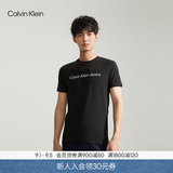 Calvin KleinJeans夏季男女情侣中性休闲年轻多色ck印花修身打底短袖T恤上衣 BEH-太空黑 S （推荐115-130斤）