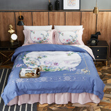 圣安贝 四件套全棉活性斜纹床裙式床罩套件纯棉床品套件规格1.8米床 云里蓝 60支 180*200 床裙款 （被套200*230cm）