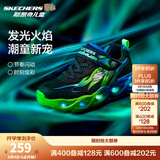 Skechers斯凯奇童鞋男童闪灯鞋秋季休闲运动鞋儿童鞋开关发光潮鞋400103L 黑色/蓝色/柠檬色/BBLM 27.5