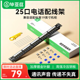 毕亚兹 25口电话配线架 语音配线架 加厚镀金模块式高端工程级 四芯RJ11模块化电话打线排机架式19英寸