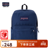 JANSPORT杰斯伯书包轻便双肩包男女旅行包简约背包电脑包学生校园 4QUE003海军蓝/藏青色-侧袋+隔层