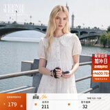 Teenie Weenie小熊连衣裙女夏季法式优雅可爱娃娃领中长款裙子 白色 M (165)