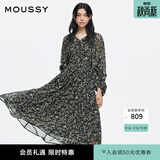 moussy 【刘亦菲同款】南法度假风碎花浪漫优雅连衣裙028ISX33-3711 020黑色 S