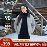 坦博尔轻薄羽绒服女短款翻领宽松舒适衬衫式女士外套330226D 夏云灰165