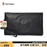 暇步士（Hush Puppies）手包男士休闲经典狗狗标志商务出差真皮大容量手拿包生日礼物