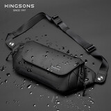 金圣斯（KINGSONS）胸包运动包男士腰包运动潮牌新款迷你多功能机能单肩小背包 黑色