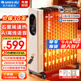 格力（GREE）取暖器家用石墨烯电油汀快速升温电热电暖器恒温节能省电暖气片13宽片防烫烤火炉取暖神器全屋升温 【AI离线语音智能款】NY23-X6026BV-M