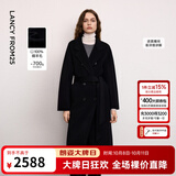 朗姿【人生大衣 Basic衣橱】王楚然同款纯羊毛大衣毛呢外套冬季新款女 黑色 L