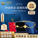 中国黄金（CHINA GOLD）四叶草黄金手链女款2026新款足金转运珠生日礼物情人节礼物送女友 【京速达】四叶草手链约1.8g玫瑰礼盒
