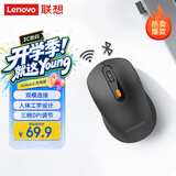 联想（Lenovo）无线蓝牙双模充电鼠标 蓝牙5.0/3.0 便携办公鼠标人体工学设计 Howard Mouse 2022充电版理性黑