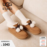 UGG秋季女士时尚舒适平底圆头蝴蝶结翻折鞋口懒人毛毛鞋 1153517 CHE | 栗色 38