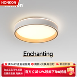 宏光照明（Honkon）led顶灯卧室房间灯家用奶油风圆形房间灯书房吸顶灯阳台灯具 405圆 金色 24W变光款 6-8平