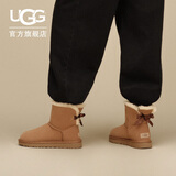 UGG冬季女士平底休闲蝴蝶结短靴毛毛雪地靴1016501CHE|栗色40