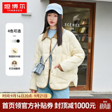 坦博尔羽绒服女短款翻领韩版宽松女士灯芯绒外套TD236266 黄油蜜 165 