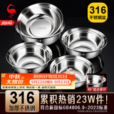 三四钢不锈钢碗316泡面碗不锈钢盆食品级汤碗家用饭碗餐具儿童吃饭汤盆 24cm适用洗水果/拌沙拉 新国标316【加厚防溢宽边】