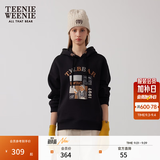 Teenie Weenie小熊冬装时尚植绒刺绣连帽卫衣学院休闲宽松慵懒上衣 黑色 M (165)