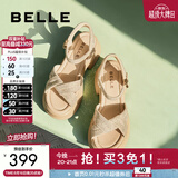 百丽（Belle）满钻条带繁星休闲凉鞋女商场款厚底凉鞋A9S2DBL4 杏色 37 (235mm)