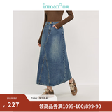 茵曼（INMAN）【100%棉】绣花衬衫女2026秋季女装新款白色立领休闲宽松长袖衬衣 牛仔蓝半身裙-18438189 M （裤子 27码）
