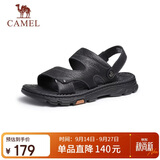 骆驼（CAMEL）男士商务两穿头层牛皮沙滩凉拖鞋 G13M211017 黑色 43