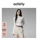OCHIRLY【特享折扣】澳大利亚100%美丽诺羊毛半高领毛衣女高级冬 米白 L
