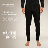 icebreaker 美利奴羊毛男女260Oasis户外徒步登山打底衫滑雪运动功能内衣 男-长裤-纯黑104373 L