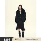 付智恩 芦苇花 进口sagafurs狐狸毛皮草轻盈年轻感圆领毛毛外套女 黑色. 芬兰sagafurs狐狸毛 L