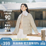 坦博尔轻薄羽绒服女短款翻领宽松舒适衬衫式女士外套330226D 椰奶咖175