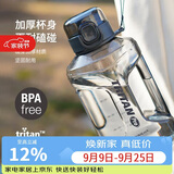 乐扣乐扣（LOCK&LOCK）小水库大容量塑料运动水杯户外冷水壶刻度把手男女杯子2.2L灰色