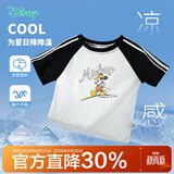迪士尼（Disney）童装男女儿童夏季米奇卡通短袖纯棉T恤时尚休闲透气短袖 ZD2ES018黑白 110