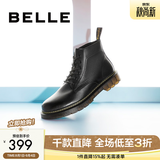 百丽（Belle）复古粗跟马丁靴男休闲工装风机车短靴加绒92267DD0 黑色(6孔) 39 (245mm)