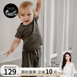 nest designs竹棉弹力男女童长短袖T恤防蚊裤宝宝上衣哈伦裤子儿童透气舒适 炭笔灰 【防蚊裤】 80 码【建议身高73-82cm】