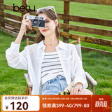 百图betu女装秋季新款衬衫百搭薄款口袋设计长袖衬衫女2307T44 白色 M