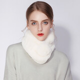 达芬奇密码围巾女冬款 保暖围脖女 仿 獭兔毛围巾双面送女友生日礼物礼盒装 毛球 白色