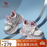 骆驼（CAMEL）银月户外老爹鞋厚底休闲鞋 L24A283742G 米/金/粉(女款内增高) 38