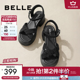 百丽（Belle）满钻条带繁星休闲凉鞋女商场款厚底凉鞋A9S2DBL4 黑色 34 (220mm)
