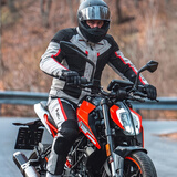 魔鬼竞赛（GHOST RACING）摩托车骑行服套装四季通用男防风透气防摔机车服夹克摩托车赛车服 浅灰色套装 XL