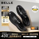 百丽（Belle）时尚通勤商务皮鞋男秋新真皮舒适休闲皮鞋A1084BM3 黑色-常规款 41 (255mm)