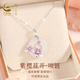 珍尚银【中国黄金】紫藤花纯银项链女玉平安扣吊坠生日礼物送女友老婆