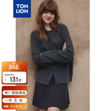 唐狮（TonLion）毛衣女秋圆领净色爱心钮扣小众温柔甜酷风开衫毛线衫春秋女式毛衣