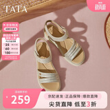 他她（TATA）休闲运动凉鞋女鞋羊皮法式坡跟凉鞋秋季新款7AP05BL5 银色 35
