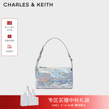 CHARLES&KEITH褶皱手提斜挎小方包腋下包女士生日礼物CK2-80160183 CK2-80160183Prism Silver银色(新色） S