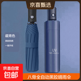 【已售100万】手动UV折叠黑胶防晒防紫外线遮阳晴雨两用伞 【自动款8骨】藏青UV